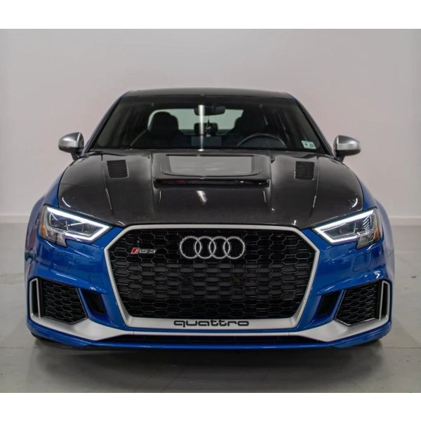 Motorhuv version 3 i blank carbon för Audi A3 / S3 / RS3 8V Sedan