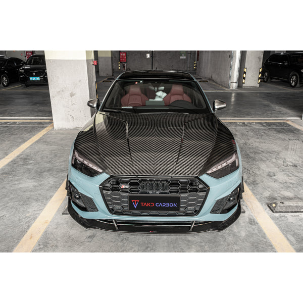 TAKD motorhuv i dry pre-preg carbon för Audi A5 / S5 / RS5 F5 2020–2023