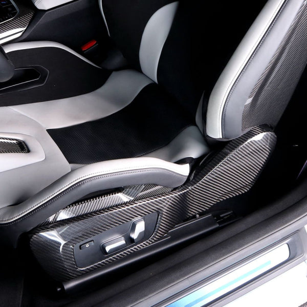 Sidokåpor till Comfort-säten i pre-preg carbon för BMW M2 G87, M3/M4 G80–G83 & M8 F91–F93