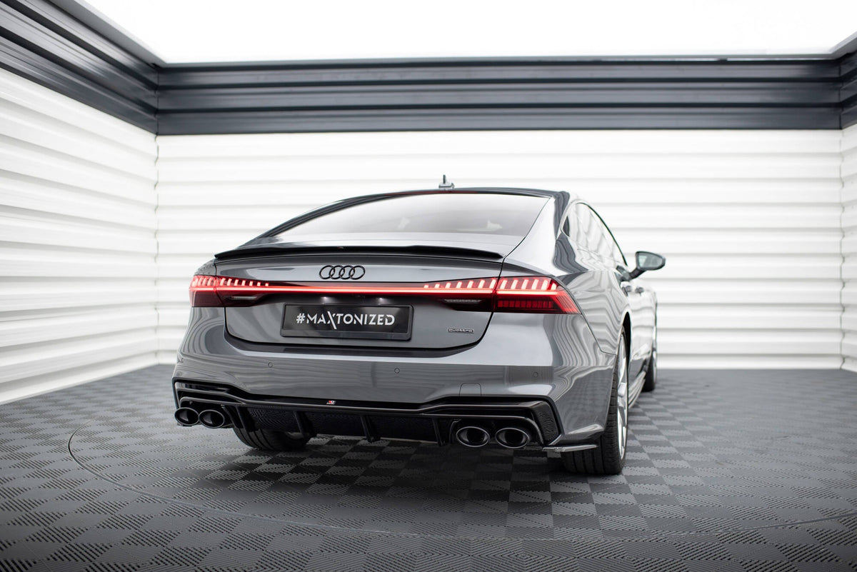 Rear Valance + Exhaust Ends Imitation för Audi A7 S-Line C8 / S7 C8 / C8 Facelift / S7 Facelift