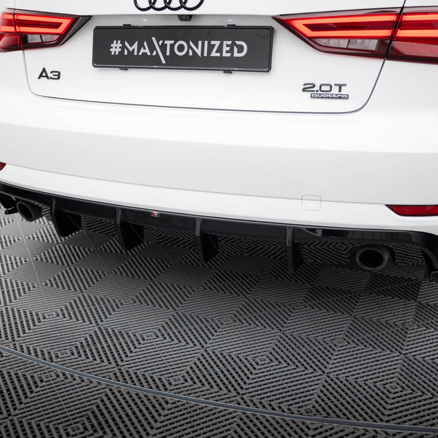 Rear Valance för Audi A3 Sedan 8V Facelift (Version with single Exhaust tips on both sides)