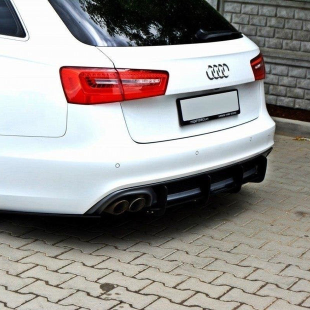 Bakre Diffuser & Bakre Sidosplitters för Audi A6 S-Line C7 (Exhaust 1x2)