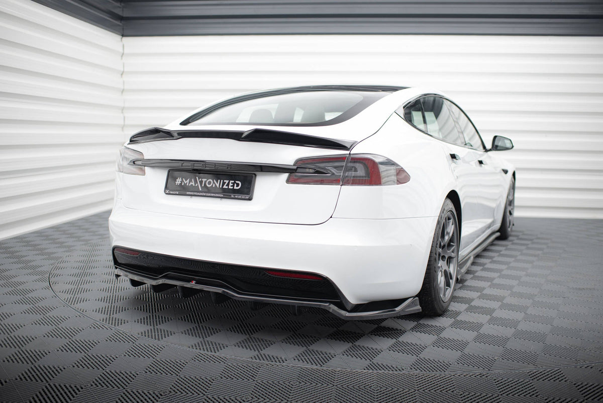 Bakre Splitter (With Vertical Bars) V.1 för Tesla Model S Plaid Mk1 Facelift