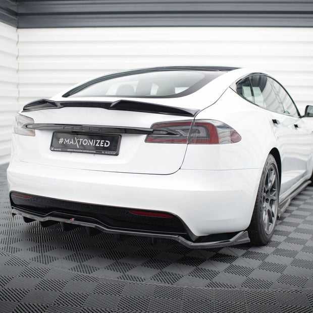Bakre Splitter (With Vertical Bars) V.1 för Tesla Model S Plaid Mk1 Facelift