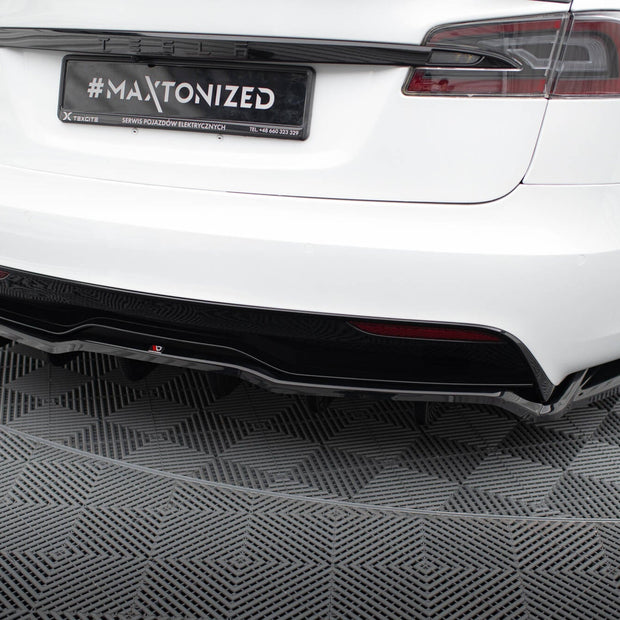 Bakre Splitter (With Vertical Bars) V.2 för Tesla Model S Plaid Mk1 Facelift