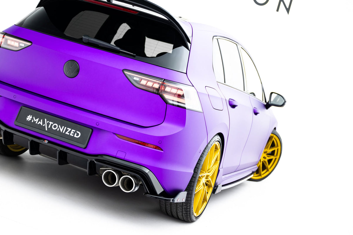 Bakre Sidosplitters V.6 + Flaps för Volkswagen Golf R Hatchback Mk8 Facelift  Fits only with : VW-GO-8-R-RS2G