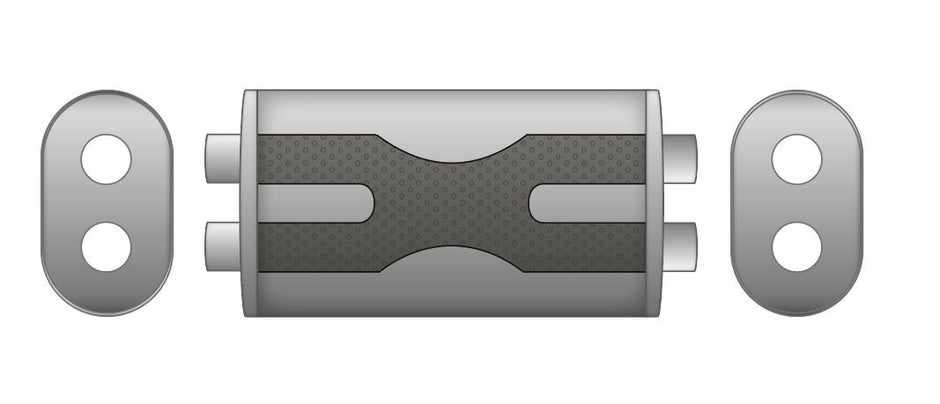 Universal elliptical Ljuddämpare with X-PIPE EX006