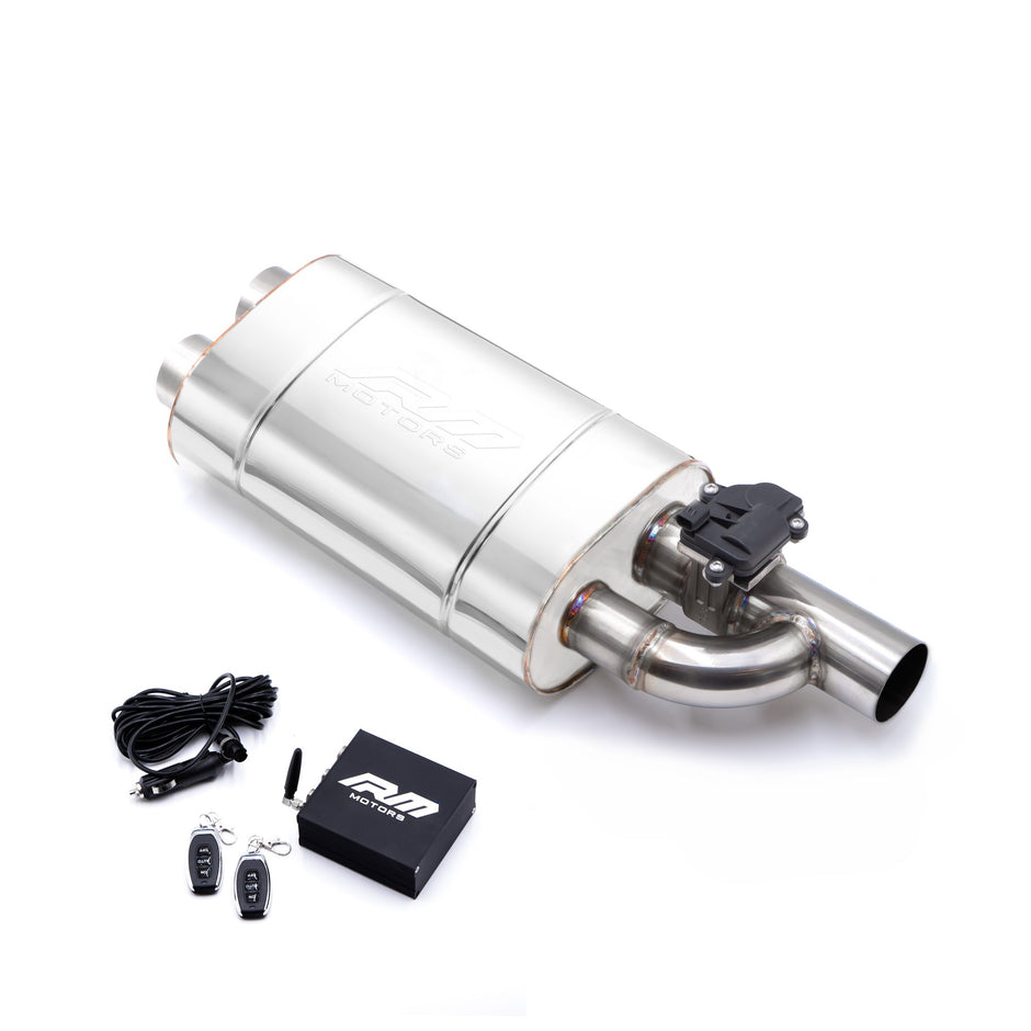 Set of straight-through silencers with electric valve EV03