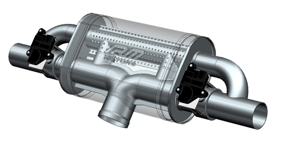 Transverse straight-through Ljuddämpare with electric valve E600