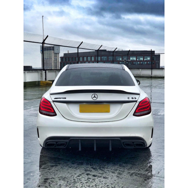 Bagageluckespoiler i carbon PSM-stil för Mercedes-Benz C43/C63 AMG W205 Sedan