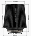 FMIC.Pro koniskt luftfilter 70 mm anslutning, längd 125 mm blå – bild 6