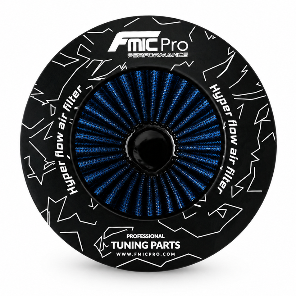 FMIC.Pro koniskt luftfilter 76 mm anslutning, längd 125 mm – blå