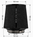 FMIC.Pro koniskt luftfilter 76 mm anslutning, längd 125 mm blå – bild 6