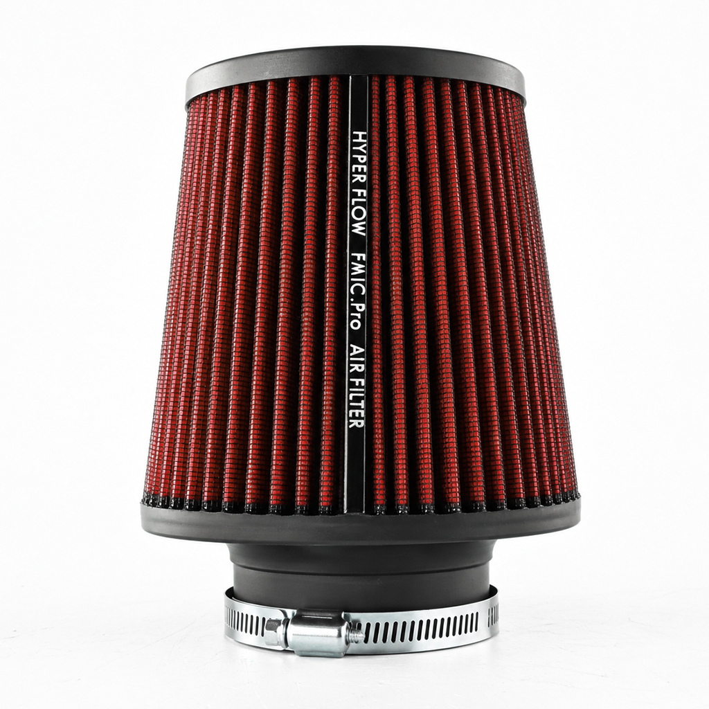 FMIC.Pro koniskt luftfilter 102 mm anslutning, längd 150 mm – röd
