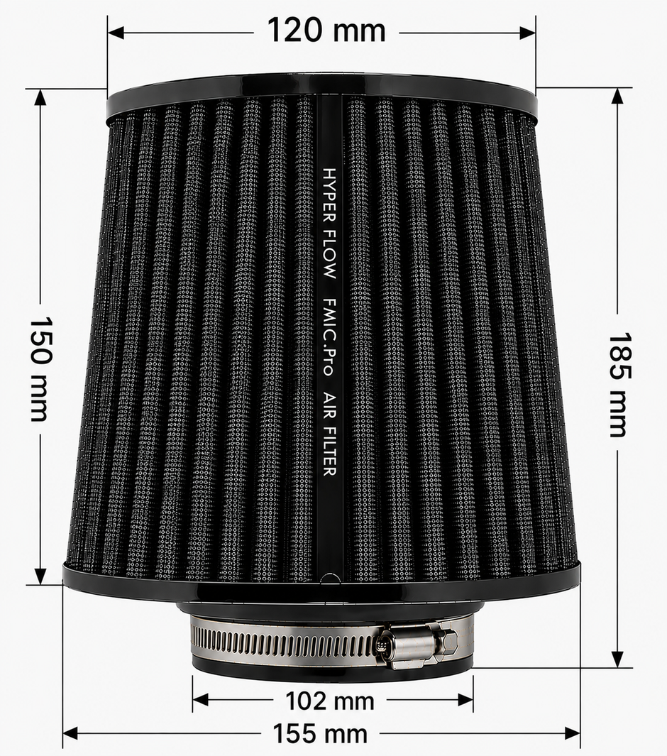 FMIC.Pro koniskt luftfilter 102 mm anslutning, längd 150 mm röd – bild 7