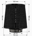 FMIC.Pro koniskt luftfilter 80 mm anslutning, längd 150 mm svart – bild 7