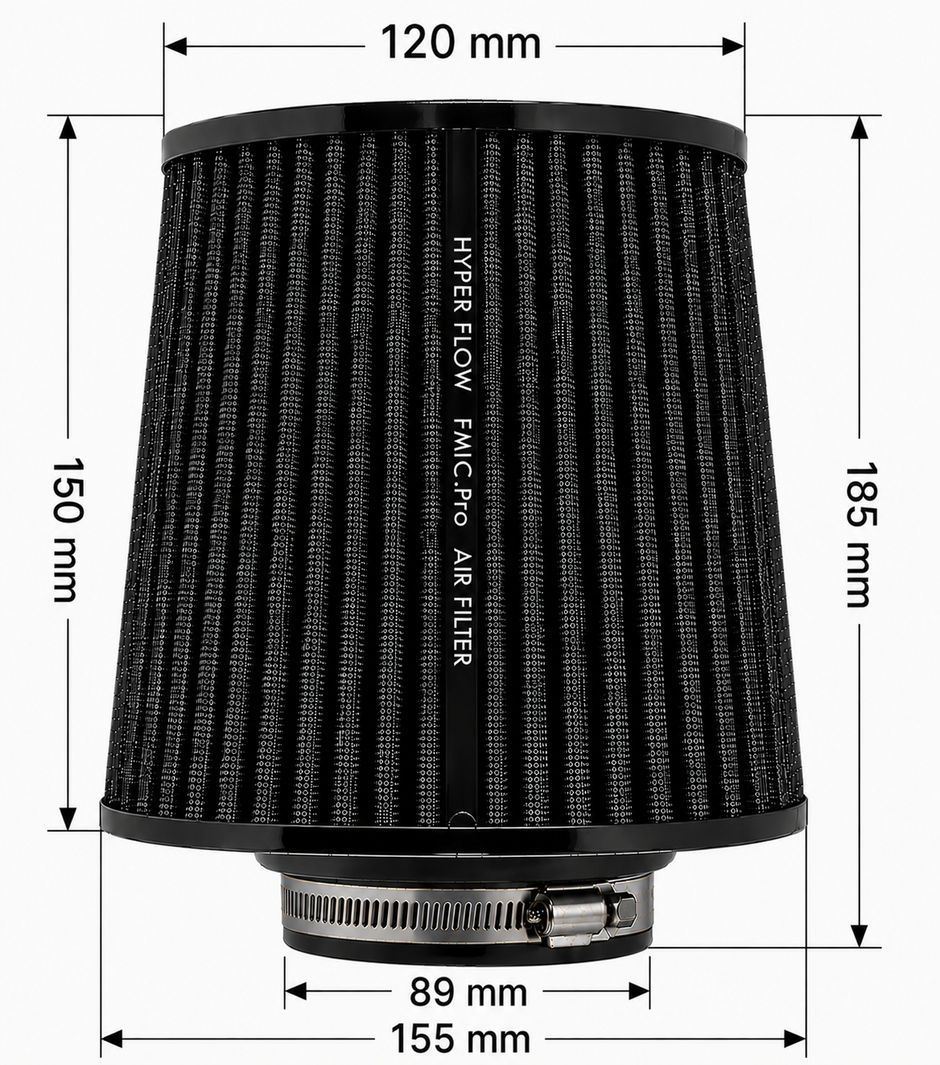 FMIC.Pro koniskt luftfilter 89 mm anslutning, längd 150 mm röd – bild 7