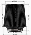 FMIC.Pro koniskt luftfilter 70 mm anslutning, längd 175 mm blå – bild 6