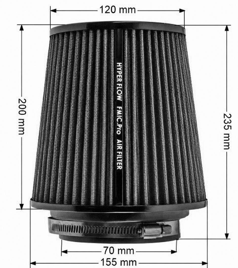 FMIC.Pro koniskt luftfilter 70 mm anslutning, längd 200 mm blå – bild 6