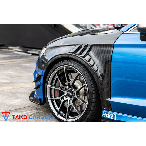 TAKD främre skärmar i Dry Carbon för Audi RS3 8V